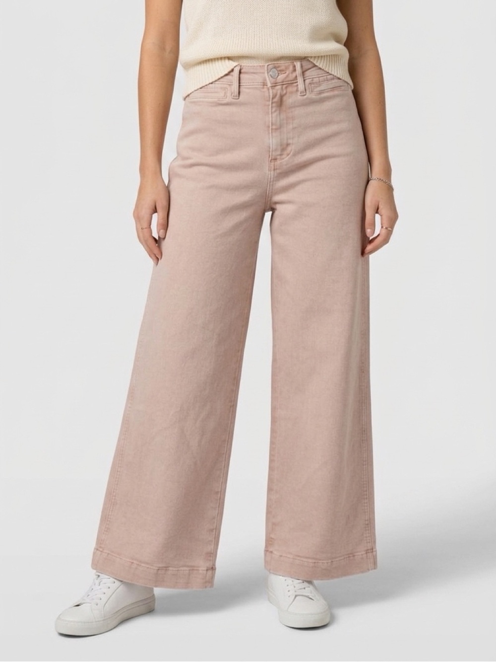 OAT New York Blush Pink Wide Leg Cropped Jeans Size 25 High Rise